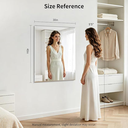 CILIBER Beveled Mirror, 30x40 Large Frameless Bathroom Mirrors for Wall, 3mm Tempered Glass Rectangle Vanity Mirror with Beveled Edge, Crystal-Clear, Hangs Horizontally or Vertically