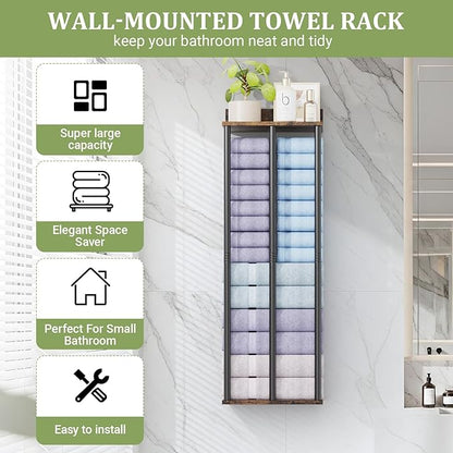 Large Towel Racks for Bathroom Wall Mounted, Updated 3 Bar Bath Towel Holder for Bathroom Wall, 34'' Bath Towel Rack for Bathrooms, Metal Small Bathrooms Towel Storage Rack, RV Towels Rack, Rustic