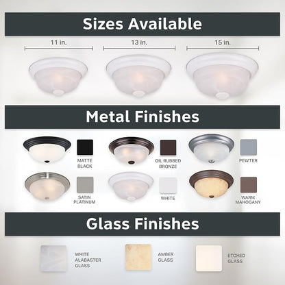 Designers Fountain 11 in 2-Light Flush Mount Ceiling Light, White, 1257S-WH-AL