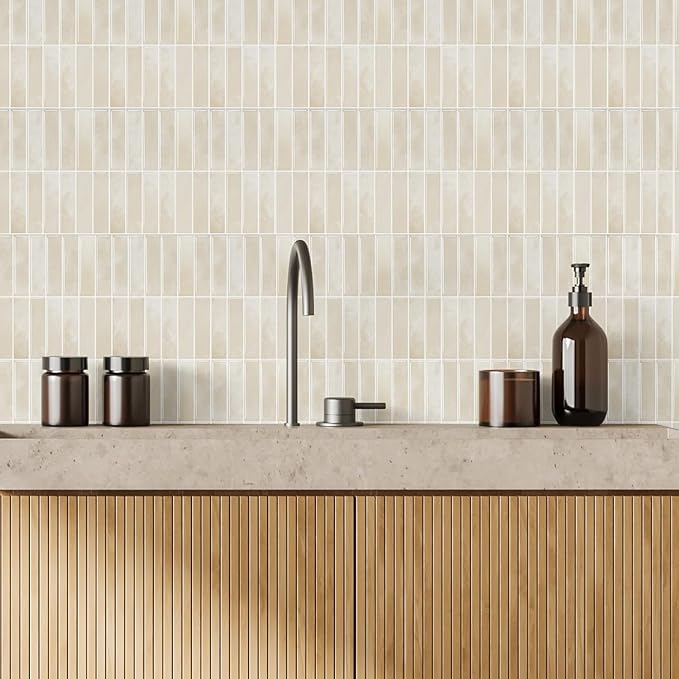 JOLOV 10 Pack Peel and Stick Backsplash Tiles, Waterproof 3D Stickers | Thicker self-adhesive 3D tile stickers for kitchen and bathroom walls; removable, waterproof and easy to install.