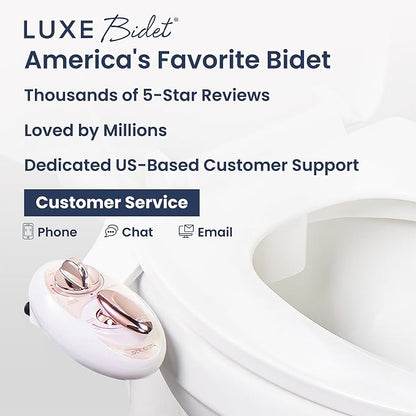 LUXE Bidet NEO 320 - Warm Water Bidet Attachment for Toilet Seat, Rose Gold | Non-Electric, Warm Water, Dual Nozzle, Self-Cleaning, Adjustable Water Pressure, Rear & Feminine Wash