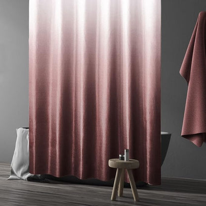 Burgundy Ombre Fabric Shower Curtain for Bath Decor, 72 x 72 | Burgundy Gradient Fabric Shower Curtain, Cloth-Textured Bathroom Curtains Shower Set, Water Repellent and Machine Washable