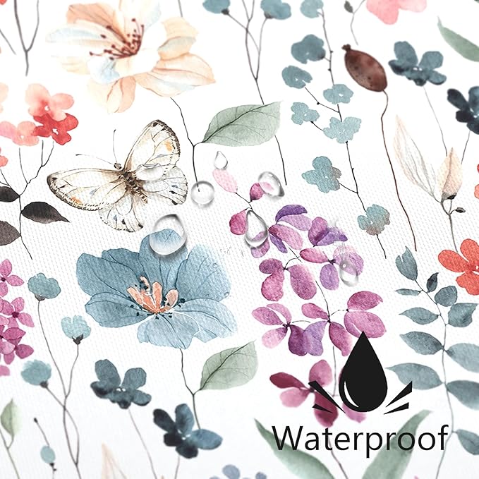 Long Shower Curtain 72 x 78 Inch, Tall Colorful Floral Shower Curtain for Bathroom, Watercolor Flower Butterfly Fabric Shower Curtain Set with Hooks