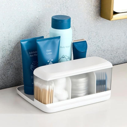 YouCopia HideAway Counter Caddy, Bathroom Vanity Countertop Organizer Tray with Adjustable Dividers and Lid