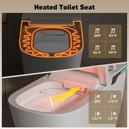 Smart Toilet with Bidet Built in by Onirap, ADA Comfort Height Toilet, Elongated Heated & Wider Seat Tank Built in with Powerful Flush, Auto Open/Close Lid, Warm Water Sprayer & Dryer, Night Light