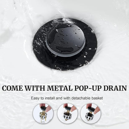 Ultimate Unicorn Black Bathroom Sink Faucet 3 Hole - 8 Inch Rv Vanity Lavatory Utility Faucets Centerset - 2 Handle Restroom Modern Matte Black Bathroom Faucet Widespread with Pop Up Drain