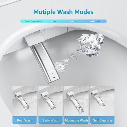 Smart Toilet with Bidet Built In, Heated Seat, Warm Water & Air Dryer, One-piece Tankless Bidet Toilet with Foot Sensor & Night Light, Auto Open/Close Lid & Flush, 1.26GPF Water-Saving Design