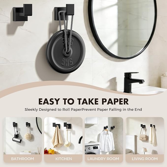 15-Pieces Matte Black Bathroom Accessories Set, 16 Inch Bath Towel Bar Set | Stainless Steel, Towel Ring, Toilet Paper Holder, Robe Hooks, Towel Racks for Bathroom Wall Mounted, Bathroom Hardware Set