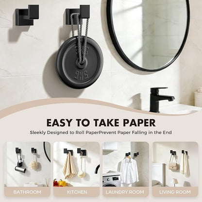 20-Pieces Matte Black Bathroom Accessories Set, 24 Inch Bath Towel Bar Set | Stainless Steel, Towel Ring, Toilet Paper Holder, Robe Hooks, Towel Racks for Bathroom Wall Mounted, Bathroom Hardware Set