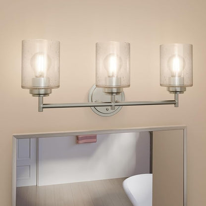 Kichler Winslow 21.5" Vanity Light in Brushed Nickel, 3-Light Transitional Bathroom Light with Clear Seeded Glass. (21.5" W x 9.25" H), 45886NI