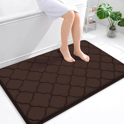OLANLY Memory Foam Bath Mat Rug 47x32, Ultra Soft and Absorbent Bathroom Rugs, Non-Slip, Comfortable, Machine Washable Bath Carpet for Bathroom Floor, Tub, Shower and Home Decor Accessories, Brown