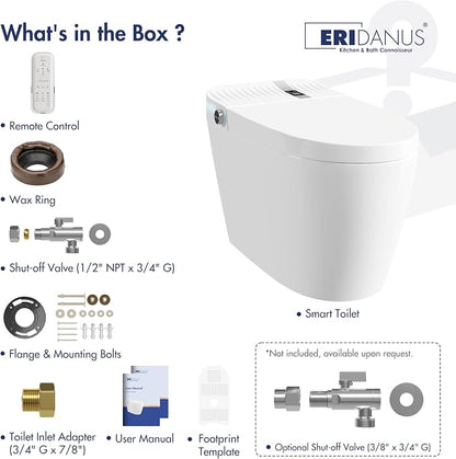 One Piece Smart Bidet Toilet, Foot Sensor Flush, Wash & Dry | Off Seat Auto Flush, Heated Seat, Instant Warm Water, Self Cleaning Wand, Adjustable Wash Settings, Pre Wet, Night Light