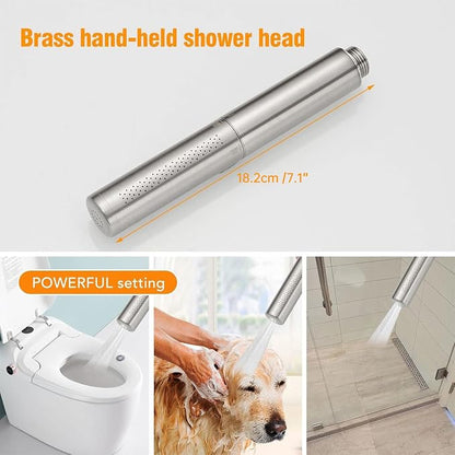 Handheld Shower Head Show Spray Shower Wand Hand Shower Brushed Nickel | High Pressure Showerhead, Hand Held Sprayer, Brass Shower Head, Wall Mounted, 60 In Stainless Steel Shower Hose, Bracket