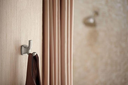 Moen Voss Brushed Nickel Bathroom Double Robe Hook, Wall Mounted Metal Hanger for Towels, YB5103BN (Pack of 4)
