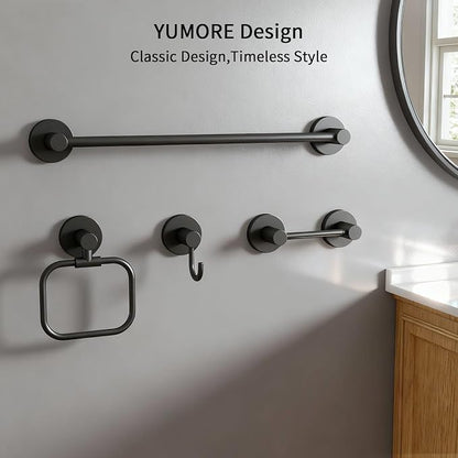 4-Piece Bathroom Set with Privot Toilet Paper Holder | All-in-One Wall Mounted Hardware Combo, Matte Black