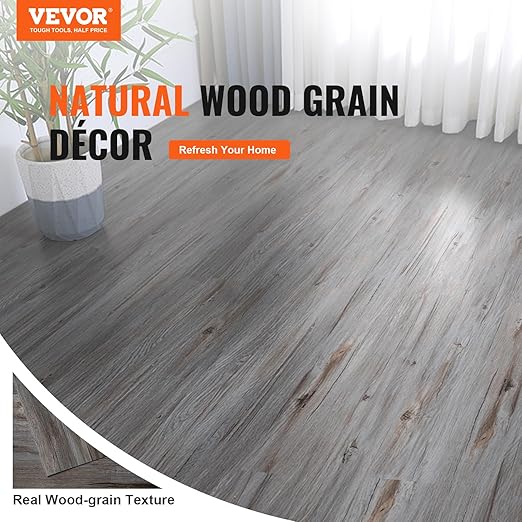 VEVOR Peel and Stick Floor Tile 36" x 6", 36 Tiles Self Adhesive Vinyl Floor, 0.62 mm Thick, Vintage Wood Grain DIY Flooring Tiles for Bedroom, Living Room, Bathroom (54 Sq.Ft/Box)
