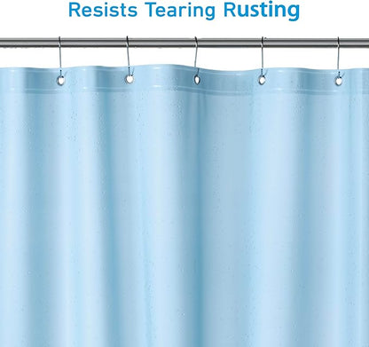 EHZNZIE Shower Curtain Liner Light Weight PEVA, Shower Liner 72x72 Inches, Waterproof, No Chemical Smell with 12 Rust Proof Metal Grommets for Bathroom Shower Curtain, Light Blue