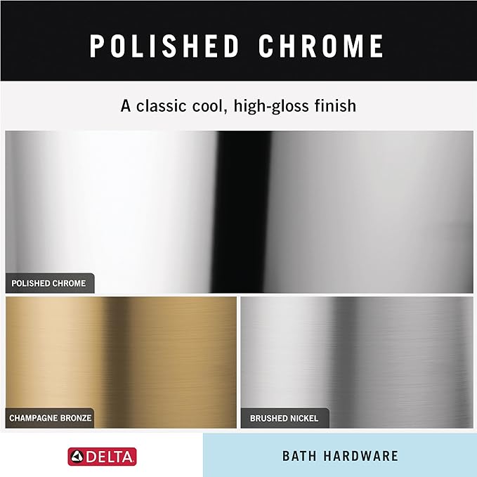 Delta Dryden (1-Pack) Towel Hooks Polished Chrome, Double, Wall Mounted for Robes 2-Prong Holder, Bathroom Accessories 75135-RB