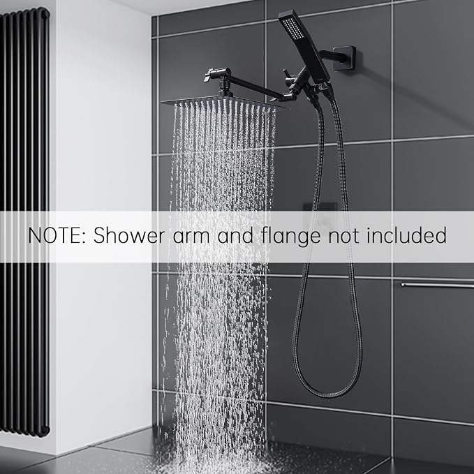 G-Promise All Metal 10" Rain Shower Head with Handheld for Bathroom Upgrade | All Metal, Built to Last, Easy Install, Adjustable Height & Angle for All Heights, Extra Long Hose, Modern Upgrade