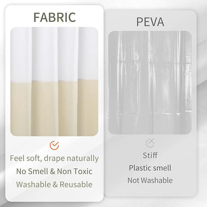 ALYVIA SPRING Waterproof Fabric Shower Curtain or Liner White/Cream, 72x72 | 3 Magnets, Soft Cloth & Hotel Quality, Machine Washable, Light-Weight, Standard Size