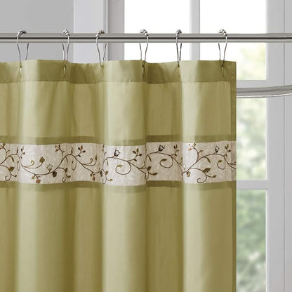 Madison Park Serene Shower Curtain for Bathroom, 72 x 72, Green | Adds Privacy, Machine Washable, Floral Pattern, OEKO-TEX Certified