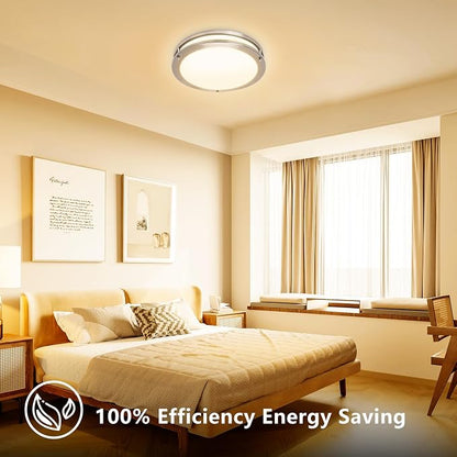 13inch LED Flush Mount Ceiling Light Fixture Dimmable Brushed Nickel, Easy Install Ceiling Lamp Fixture Without Flicker, Super Bright 36W 3600LM 5CCT Warm to White Light 3000K to 6000K 4-Pack