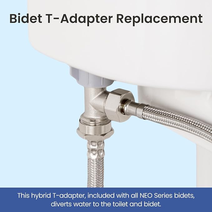 LUXE Bidet 7/8" x 7/8" x 1/2" Hybrid Metal & Plastic Cold Water T-Adapter | Only Compatible with NEO Series Bidets Attachments