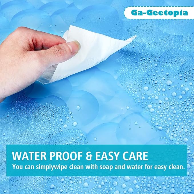 Ga-Geetopia Extra Long EVA 3D Blue Pearl Water Cube Plastic Shower Curtain Liner - Lightweight 72" x 80" Bathroom Shower Showroom Curtain Liner with Rustproof Metal Gromments and Weighted Magnet