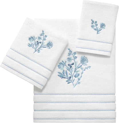 Izod - Fingertip Towels, Soft & Absorbent Cotton, Floral Bathroom Decor, Set of 2 (Mystic Collection, White)