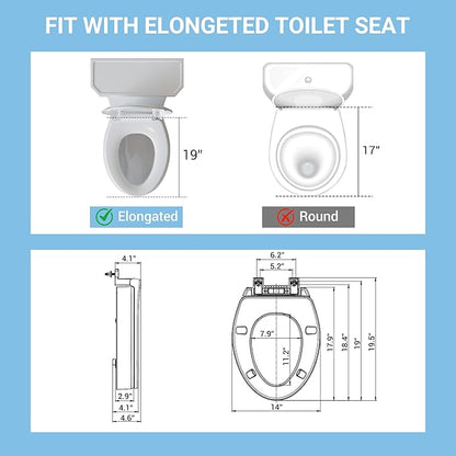 Raised Toilet Seat for Seniors, Elongated Elevated Toilet Seat with Soft Close Lid, Quick Release & Easy Installation, Easy to Clean - Ideal for Elderly, White