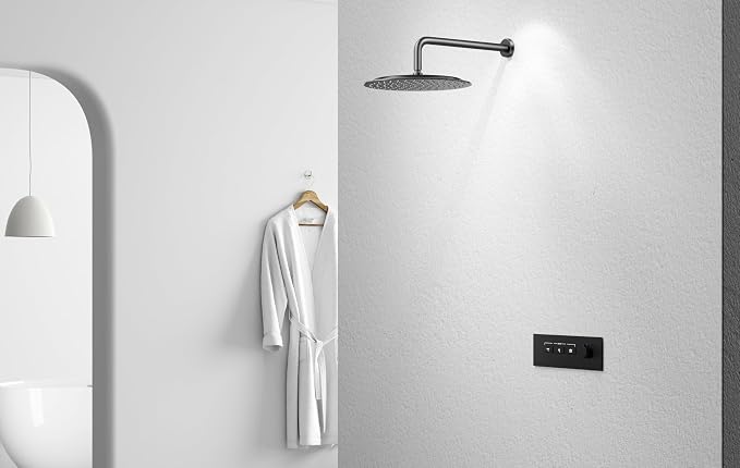 VBFF-Shower Head,rain shower head, 12 inch- Round Shower Head, 1.8 GPM Flow Rate, rainfall showerhead,VBFF13 (Matte Black)