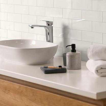 2026 New Upgrade Peel and Stick Backsplash Tile, Peel and Stick 11.34" X 11.57" Wall Tile for Kitchen, Bathroom, Fireplace, Laundry (Polished Cream White, 5 Packs)