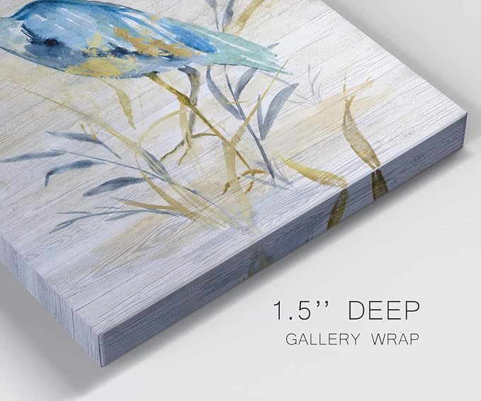 Renditions Gallery Animal Canvas Wall Art Paintings for Wall Decorations Blue Resting Heron Abstract Nature Wall Hanging Artwork Prints for Bedroom Living Room Office Kitchen - 24"x36" LT02
