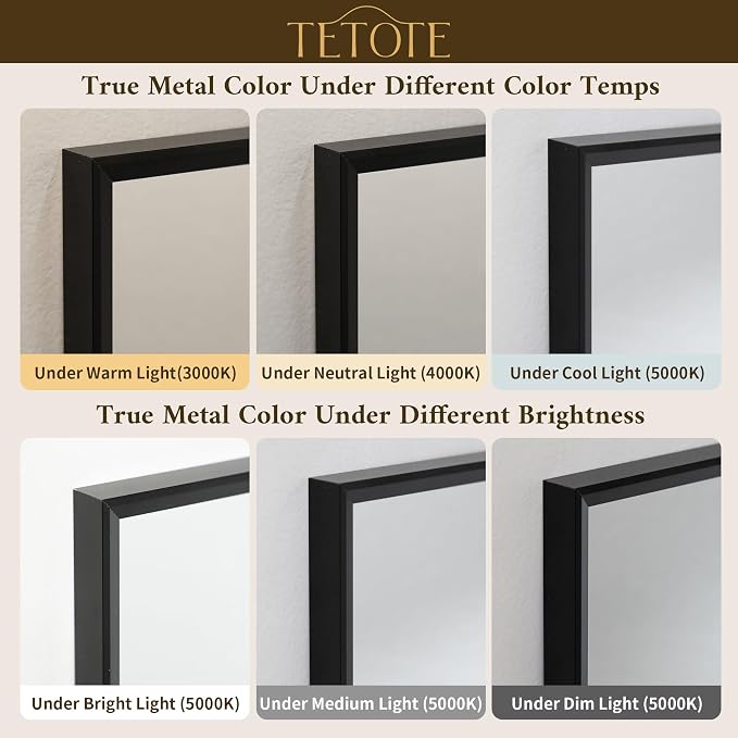 Black Bathroom Mirror Beveled Frame 42" x 36" Black Rectangle Metal Framed Bathroom Vanity Wall Mirror for Over Sink, Tempered Glass, Modern Farmhouse Bedroom, Entryway, Living Room