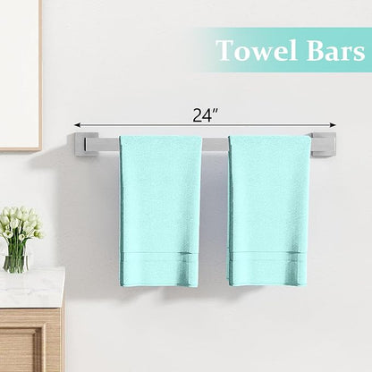 FEILERN 20-Piece Bathroom Hardware Set Brushed Nickel 24 Inch Towel Bar Set | Towel Bar, Towel Racks for Bathroom, Towel Hooks, Toilet Paper Holder, Square Towel Ring, Stainless Steel Wall Mounted