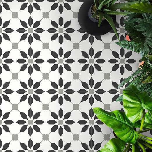 MORCART 40PCS 7.87" x 7.87" Peel and Stick Floor Tile, Black | Self-Adhesive DIY Vinyl Flooring, Removable and Waterproof Tile Sticker for Bathroom, Kitchen, Wall, Bedroom, Stairs