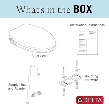 Delta 833004 Elongated Soft Close Bidet Seat with Manual Control Self-Cleaning Wand - White