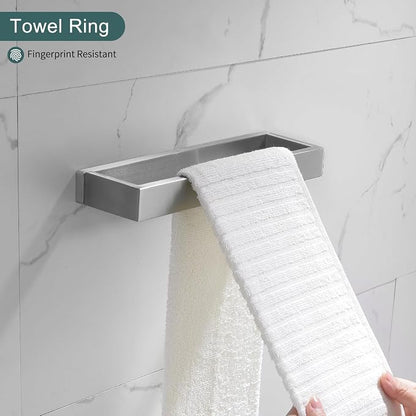 Brushed Bathroom Hardware Accessories Set 4 Pieces Brushed Nickel Towel Bar Set, 23.6 Inch Towel Rack Set SUS304 Stainless Steel Bathroom Set,Wall Mounted