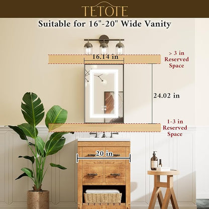 White Lighted Medicine Cabinet with Tempered Glass Mirror 16 x 24 White Metal Led Recessed Medicine Cabinet for Bathroom with Lights and Storage, 3 Color Dimming, Anti-Fog, 2 Outlets