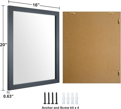 BOMINICA Rectangular Wall Mirror Framed Wall Mirror 16” x 20” for Bathroom, Living Room, Vanity, Black