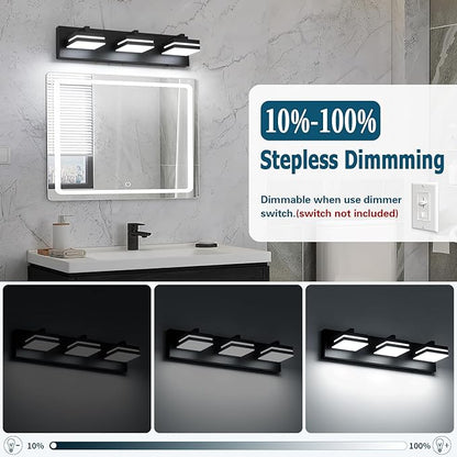 Joossnwell Black Vanity Lights for Bathroom Dimmable 5CCT (3-Light, 19.69-Inch) Modern Bathroom Light Fixtures Over Mirror Led Bath Vanity Lighting
