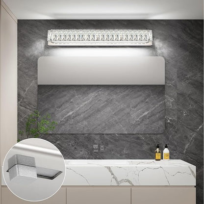 30in LED Bathroom Lights Over Mirror Modern Crystal Vanity Lights Bar Chrome Wall Lighting for Bath