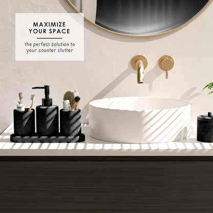 Clara Clark Bathroom Set - Black Bathroom Accessories Set, 19PC Bathroom Accessory Set, Bathroom Sets with Shower Curtain Set, Soap Dispenser & Toothbrush Holder