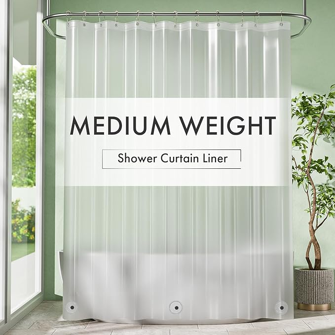 Frosted Shower Curtain Liner, 72x84 Plastic Shower Liner PEVA Medium Weight Inside Shower Curtain for Bathroom with Rustproof Grommets