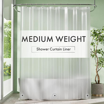 Frosted Shower Curtain Liner, 72x84 Plastic Shower Liner PEVA Medium Weight Inside Shower Curtain for Bathroom with Rustproof Grommets