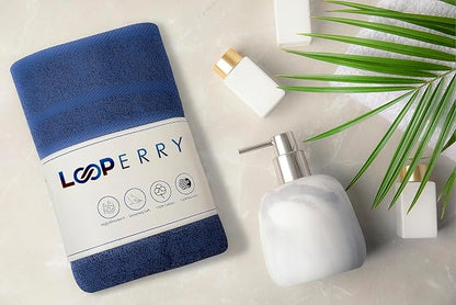Looperry 6 Pack Small Bath Towel Set - 100% Cotton 23x46 Shower Towels 450 GSM. Lightweight & Absorbent, Soft & Quick Dry. Use for Pet Drying, Gym, Spa, Salon & More. Terry Ringspun Towels (Navy)