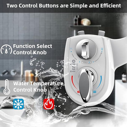 BD186 Bidet Attachment, Hot and Cold Water Bidet, Dual Nozzle, Self-Cleaning, Adjustable Water Pressure