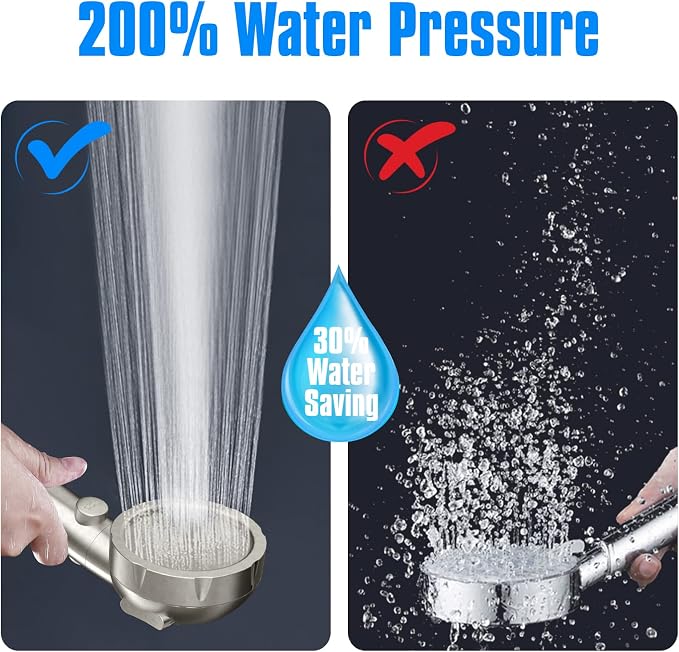 JONKEAN Handheld Shower Head with Hose for RV Brushed Nickel | High Pressure and Water Saving, ON/OFF Switch, Easy to Detachable, Equipped with 3 Spray Modes and Bracket