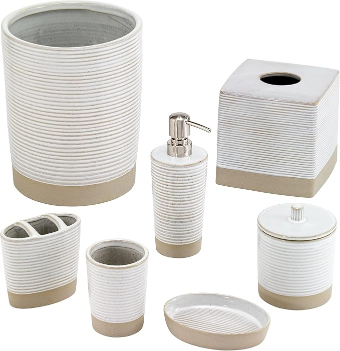 Avanti Linens - Tissue Box Cover, Guest Bathroom Essentials, Modern Home Decor (Drift Collection)