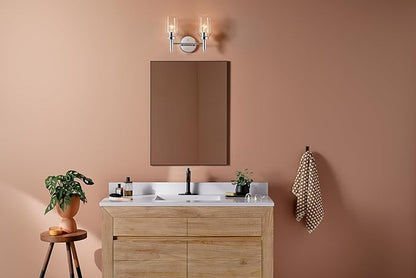 Kichler Madden 2-Light Vanity with Clear Glass in Chrome, Sloped Ceiling Compatible, for Single or Double Vanity in Bathroom (10.5" x 14.25"), 55184CH